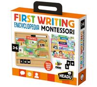 HEADU - First Writing Encyclopedia Montessori - Scrivi e Leggi Più di 100 Parole in Inglese! | Gioco Educativo Montessori Bambini 3 4 5 6 Anni, Imparare l'Inglese, Scrittoio in Legno, Made in Italy