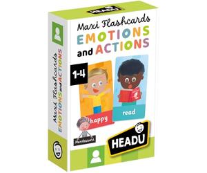 Headu | Flash Card Montessori - Emozioni e Azioni - Giocare a più Giochi educativi | Giochi Educativi & Puzzle | età 1-4 Anni