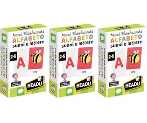 Headu Flashcards Alfabeto Tattile E Fonetico Montessori Leggi Tocca E Ascolta It23752 Gioco Educativo Per Bambini 2-5 Anni Made In Italy (Confezione da 3)