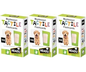 Headu Flashcards Tactile Montessori Osserva Tocca E Senti Mu23738 Gioco Educativo Per Bambini 1-4 Anni Made In Italy (Confezione da 3)
