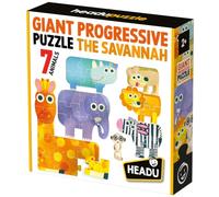 Headu Giant Progressive Puzzle The Savannah 7 Puzzle Con Grandi Pezzi Mu55362 Puzzle Educativi per Bambini Età 2+ Made in Italy