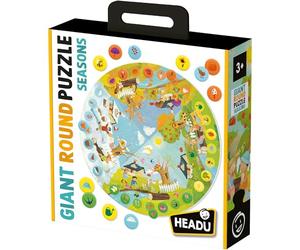 HEADU - Giant Round Puzzle Seasons - Gira e gioca con le stagioni! - Puzzle Educativo per Bambini dai 3 agli 8 anni, Made in Italy