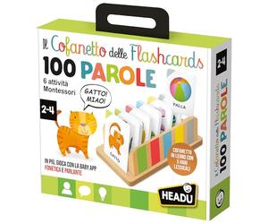HEADU - Il Cofanetto delle Flashcards 100 parole - La Più Ricca Raccolta di Flashcards Per Imparare le Prime Parole | Con App Interattiva, Gioco Educativo 2 3 4 Anni, Idea Regalo, Made in Italy