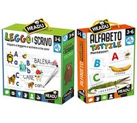 Headu- Leggo E Scrivo Gioco Educativo, Multicolore, It20591 & Montessori Alfabeto Tattile, Multicolore, It20164