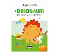 HEADU - Magic Color I Dinosauri - Dipingi con l'Acqua e Impara | Albo Magico da Colorare con Acqua, Libro Educativo 3-6 Anni, 24 Pagine da Colorare per Scoprire i Dinosauri, Dipingi e Scopri la Magia