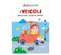 HEADU - Magic Color I Veicoli - Dipingi con l'Acqua e Impara | Albo Magico da Colorare con Acqua, Libro Educativo 3-6 Anni, 24 Pagine da Colorare per Scoprire i Veicoli, Dipingi e Scopri la Magia