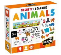 HEADU - Magnetic Learning Animals - Logica, Manualità e Creatività| Gioco Magnetico Animali Bambini 3-6 Anni, Lavagnetta con 40 Sagome e 4 Ambienti, Logica, Classificazione e Creatività, Made in Italy