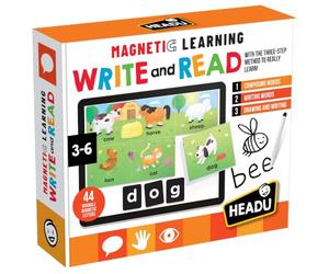 HEADU - Magnetic Learning Read and Write - Leggere e Scrivere in Inglese con Lettere e Sagome Magnetiche! | Gioco Educativo Bambini 3 4 5 6 Anni, Imparare l'Inglese, Lavagna Magnetica, Made in Italy