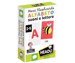 HEADU - Maxi Flashcards Montessori Alfabeto Suoni e Lettere - Leggi, ascolta e pronuncia |Gioco Educativo Per Bambini 2-5 Anni, Metodo Montessori, Idea Regalo Natale Pasqua Compleanno, Made In Italy