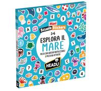 Headu - Maxi Scuola Stickers Esplora Il Mare - con Maxi Scenario Gigante! | Gioco Educativo Bambini 3-6 Anni, 233 Adesivi Riutilizzabili, 10 Schede e Più di 60 Attività su Numeri, Parole, Forme, Colori