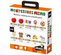 HEADU - Memo Montessori - Memoria, Lettura e Classificazione | Gioco Montessori Bambini 3 4 5 6 Anni, Memo con 144 Tessere, Figure e Parole in Inglese, Memoria Visiva, Lettura e Logica, Made in Italy
