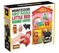 HEADU - Montessori First Puzzle Little Red Riding Hood - Grandi pezzi e grandi sagome di legno - Puzzle Educativo Bambini 2-4 anni, Made in Italy