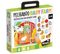 Headu - Peekaboo Baby Farm - Apre, Osservare e ritrovare le forme nascoste | Gioco Montessori 2-5 anni, 6 scene di fattoria da aprire, 18 forme da associare, osservazione, memoria, abilità motorie