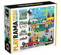 HEADU - Playrama Puzzle The City - Sovrapponi i puzzle e ottieni un effetto magico! - Puzzle Educativo per Bambini dai 3 agli 8 anni, Made in Italy - MU55331