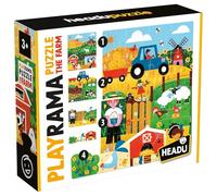 HEADU - Playrama Puzzle The Farm - Sovrapponi i puzzle e ottieni un effetto magico! - Puzzle Educativo per Bambini dai 3 agli 8 anni, Made in Italy