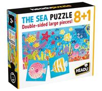 HEADU - Puzzle 8+1 The Sea - Grandi pezzi double-face - Puzzle Educativo per Bambini dai 2 ai 5 anni, Made in Italy | IT60964