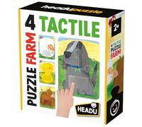 HEADU - 4 Tactile Puzzle Farm, Tocca e ricomponi!, Puzzle Educativo 2-4 anni, Made in Italy