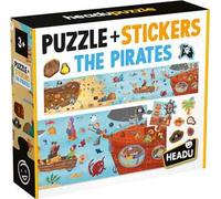 HEADU - Puzzle + Stickers the Pirates - Puzzle Educativo per Bambini dai 3 agli 8 anni, Made in Italy