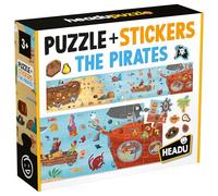 HEADU - Puzzle + Stickers the Pirates - Un puzzle lungo da completare con gli stickers! - Puzzle Educativo per Bambini dai 3 agli 8 anni, Made in Italy