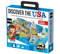 Headu Scopri The USA - Giocattoli di apprendimento per bambini dai 5 ai 10 anni, giocattoli educativi per bambini di 5, 6, 7, 8, 9 e 10 anni, puzzle di apprendimento degli Stati Uniti, mappe
