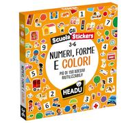 HEADU - Scuola Stickers Numeri Forme e Colori - Oltre 150 Adesivi Riutilizzabili | Impara Numeri Forme e Colori con gli Stickers Stacca-Attacca, Giochi Educativi Bambini 3-6 Anni, Regalo Natale Pasqua