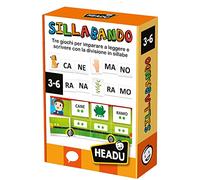 Headu - Sillabando - Tre Giochi: Impara a Leggere e Scrivere con Le Sillabe | Gioco Educativo Bambini 3 4 5 6 Anni, Imparare a Leggere, Formare Parole, 42 Tessere Double-Face, Idea Regalo, Made in Italy