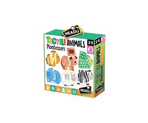 Headu- Tactile Animals Montessori Puzzle 1-4 Anni, Multicolore, IT20188