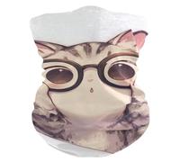 Headwrap Cartoon Cute Cat with Glasses Unisex Scaldacollo Sportiva Sciarpa a Mezza Faccia per Campeggio Donna 26X30cm