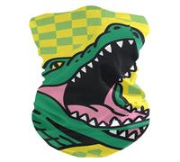 Headwrap Yellow-Green Checkered Crocodile Elastico Decorazione facciale Durevole Sciarpa a Tubo per Uomo Donna 26X30cm