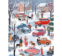 Heaen Auto da neve Dipingere con i Numeri,Fai da Te Tela Olio kit per adulti con 3 pennelli e vernice acrilica,Pittura di Numeri Kit Decora la casa Regalo Senza Cornice 40x50cm