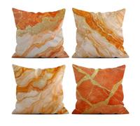 Heaen Federe Cuscini Divano 45x45 cm Marmo Giallo Set di 4 Copricuscini Impermeabili Federe per Cuscini Divano Esterno Federa Quadrata Lino per Portico Balcone Giardino