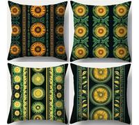 Heaen Federe Cuscini Divano 65x65 cm Mandala Verde Set di 4 Copricuscini Impermeabili Federe per Cuscini Divano Esterno Federa Quadrata Lino per Portico Balcone Giardino
