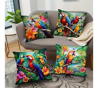 Heaen Federe Cuscini Esterno Impermeabile 50x50 cm Animali Pappagalli Copricuscini Divano Set di 4 Cuscini Decorativi Quadrati per Patio Giardino Soggiorno