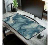 Heaen Grande Tappetino per Mouse da Gioco 1500x800x3 mm Linea Azzurra Tappetino Mouse XXL Tappetino Scrivania Grande, Lavabile con Base in Gomma Antiscivolo, Migliora la Precisione e la Velocità