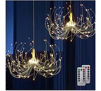 HEAGEERO Lampadario a batteria per esterni, 2 pezzi, luci per fuochi d'artificio Starburst Light 180 LED, luci decorative da appendere al soffitto per feste di Natale.