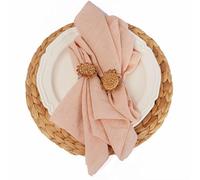 HEAGER asciugamani di lino, 6 tovaglioli in garza di cotone 30x30cm multicolore(6pcs Apricot)