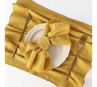 HEAGER asciugamani di lino, 6 tovaglioli in garza di cotone 30x30cm multicolore(6pcs Yellow)