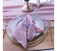 HEAGER asciugamani di lino, Tovagliolo da tavola in garza di cotone for matrimonio multicolore 40x40 cm(Dusty Pink)