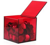 HEAGER scatola di conservazione del caffè, Scatola porta capsule in acrilico, scatola porta caffè for tazza K Nespresso Vertuoline, contenitore porta caramelle for bustine di tè(Rood,15cm)