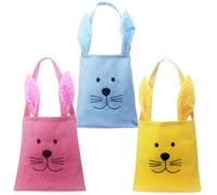 HeaHap 4 Pack Easter Bunny Cloth Bags for Kids Empty, Rabbit Ears Design Jute Cloth Tote Bags for Kids Eggs Hunting, Rabbit Ears Design Jute Cloth Tote Bags for Eggs Hunting, Quattro colori