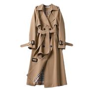 HEAITHpool Trench da donna, di media lunghezza, primavera e autunno, stile coreano, piccolo cappotto popolare in stile britannico, cappotto sopra il ginocchio, Cappotto kaki, S
