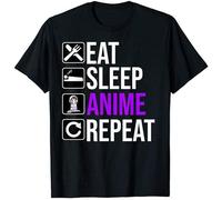 HEAL TH SHOE PAD Graphic Anime Lover Funny Gift - Eat Sleep Anime Repeat T-Shirt Vintage Men Gift Tee Black XXL
