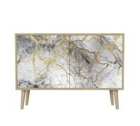 HEALANCY Cassettiera Moderna di Design alla Moda - Cassettiera per la Camera da letto - Cassettiera Bassa per il Soggiorno- Cassettiera a 2 ante- il Corridoio la Camera da Letto