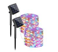 HEALBYBLE 4 Pack 22/32M Solare Led Fata Luce Esterna Festone Ghirlanda Impermeabile Luci Della Stringa Festa Di Natale Giardino Lampada Decor,Risparmio energetico(2xMulticolor,7M 50LED)
