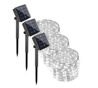 HEALBYBLE 4 Pack 22/32M Solare Led Fata Luce Esterna Festone Ghirlanda Impermeabile Luci Della Stringa Festa Di Natale Giardino Lampada Decor,Risparmio energetico(3xWhite,12M 100LED)