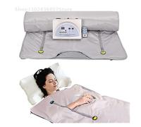 HEALBYBLE Coperta for Sauna a infrarossi lontani for Sudorazione, Perdita di Peso ponderata for la Forma del Corpo, Fitness Dimagrante, 2 Zone for Le Donne,Sessioni di Sauna a casa(Grey)