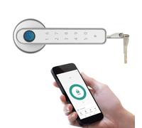 HEALBYBLE Tuya Fingerprint Smart Lock Maniglia for porta senza chiave elettronica a leva for impronte digitali Serrature Controllo APP for in legno(Silver with Tuya APP)