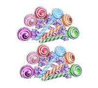 HEALEEP 12 Pezzi Palloncino Rotondo a Forma di Lecca-lecca in Foglio di Alluminio Gonfiabile, Decorazione Natalizia Rapida da Montare per Feste e Festival