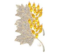 HEALEEP 2 Pezzi Spilla Foglia D'acero Elegante per Donna in Lega e Plastica Decorazione con Perline e Mantenimento Colore, Accessorio Raffinato per Feste e Abbigliamento Quotidiano