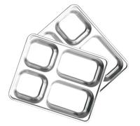 HEALEEP 2 pezzi Vassoi Acciaio Inossidabilper Pranzo Divisi Rectangolare con Scomparti per Adulti per Scuola e Pranzi Famiglia
